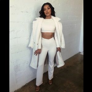 houseofCB London BEAR MILK WHITE FAUX FUR SHERPA COAT, XS